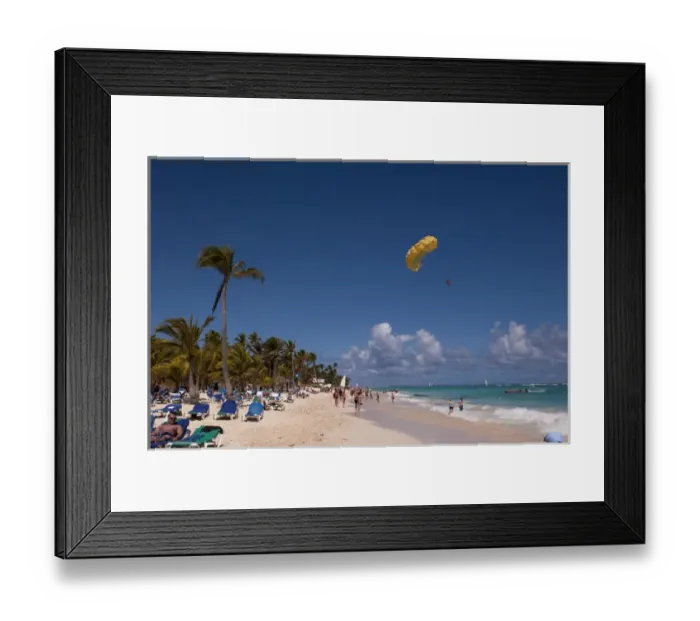 Framed Print : Dominican Republic, Punta Cana, Higuey, Bavaro, Bavaro Beach, parasailing