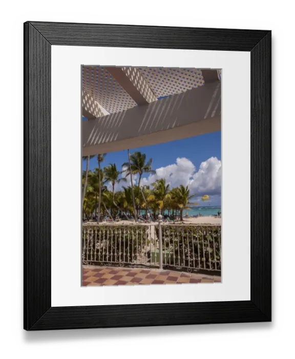 Framed Print : Dominican Republic, Punta Cana, Higuey, Bavaro, Bavaro Beach, Riu Palace, beach bar