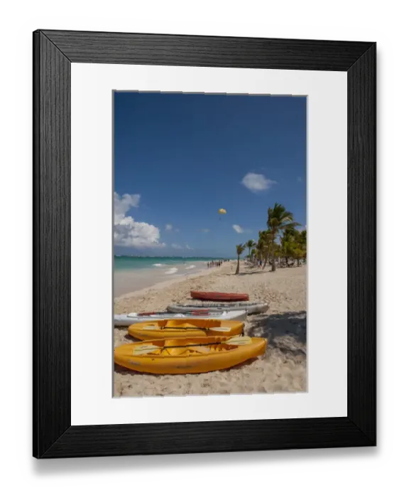 Framed Print : Dominican Republic, Punta Cana, Higuey, Bavaro, Bavaro Beach, kayaks Framed Print : Dominican Republic, Punta Cana, Higuey, Bavaro, Bavaro Beach, kayaks