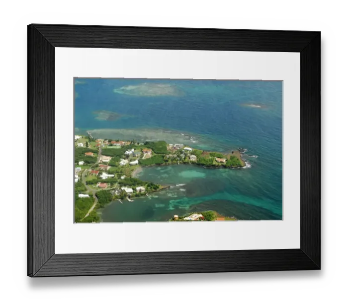 Framed Print : Grenada, aerial view of city of St George and beach Framed Print : Grenada, aerial view of city of St George and beach