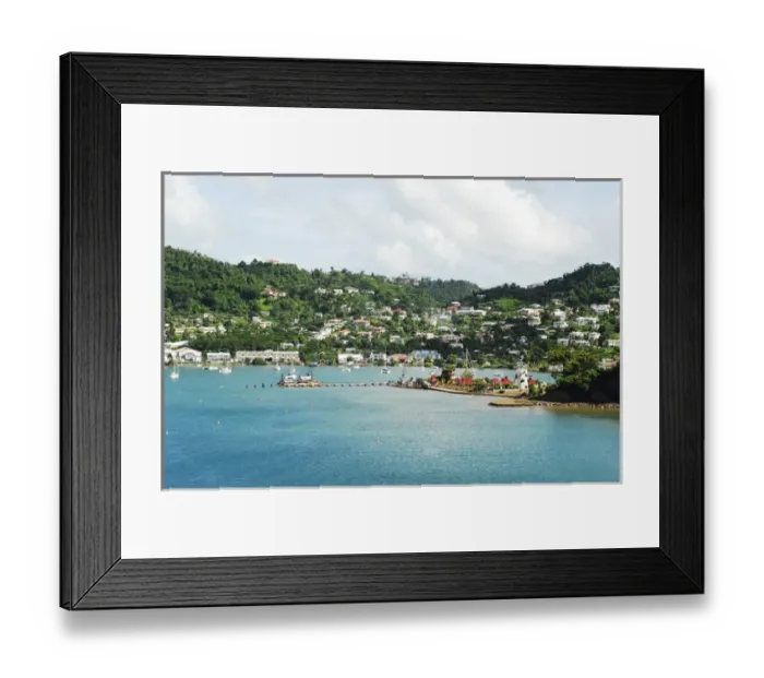 Framed Print : Grenada, St George, view over Carenage, center of St George residential area and bay
