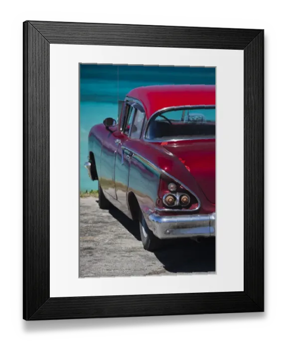 Framed Print : Cuba, Matanzas Province, Varadero, Varadero Beach with 1958 US-made Cheverlot Framed Print : Cuba, Matanzas Province, Varadero, Varadero Beach with 1958 US-made Cheverlot