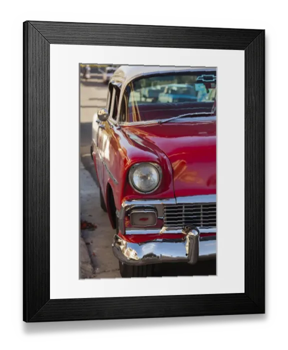 Framed Print : Cuba, Matanzas Province, Varadero, 1950s-era US-made Chevrolet cars