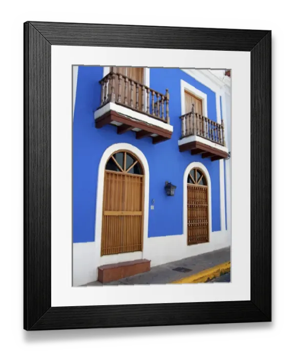 Framed Print : Puerto Rico, Old San Juan, Street with typical Colonial architecture Framed Print : Puerto Rico, Old San Juan, Street with typical Colonial architecture