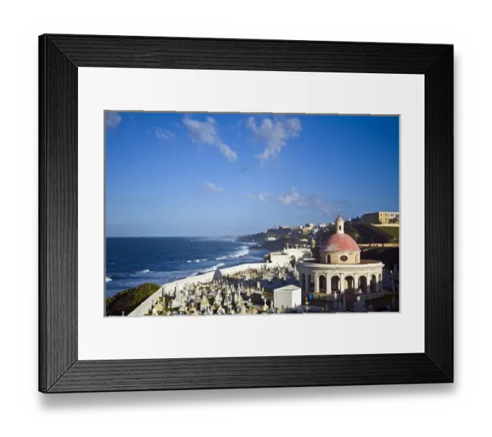 Framed Print : Cemetery and La Perla from El Morro fortress. Old San Juan. Puerto Rico