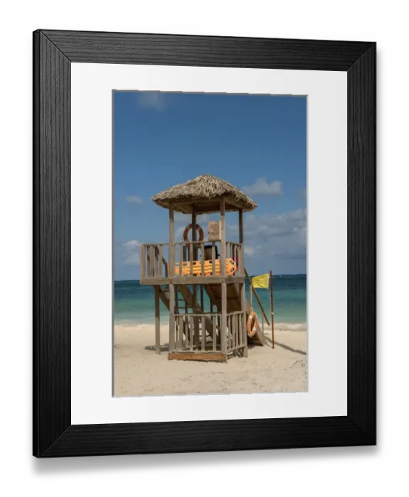 Framed Print : Dominican Republic, Punta Cana, Higuey, Bavaro, Iberostar Grand, Bavaro Beach, lifeguard