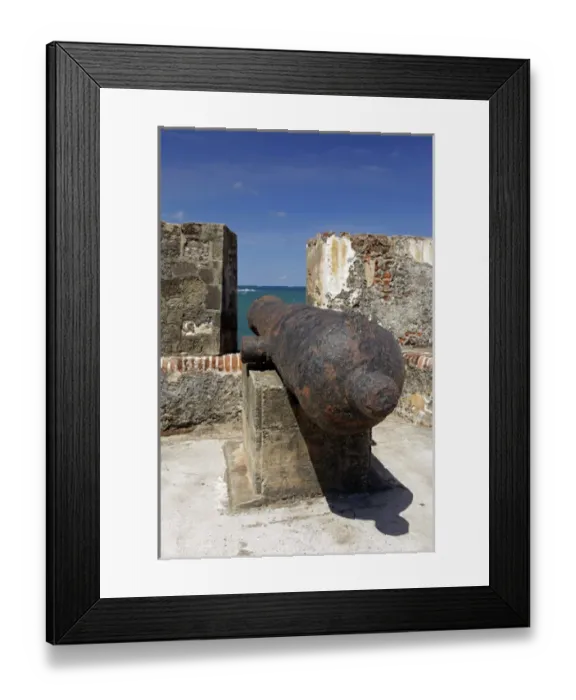 Framed Print : USA, Puerto Rico, San Juan. Cannon at the El Moro Fortress, a UNESCO World Heritage Site