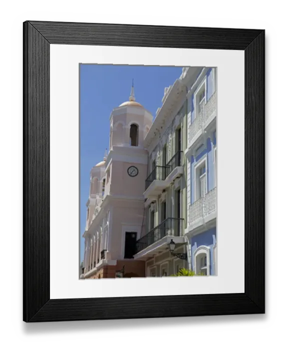 Framed Print : USA, Puerto Rico, San Juan. Facades of Old San Juan architecture of Puerto Rico