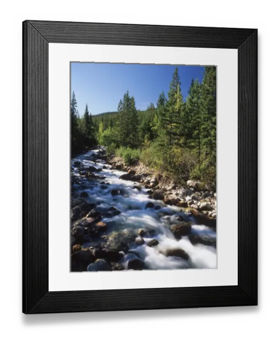 Framed Print : Canada, Alberta, View of mountain stream in Jasper National Park