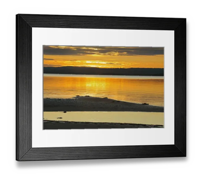 Framed Print : Canada, Alberta, Lesser Slave Lake Provincial Park. Sand bars in Lesser Slave Lake at sunset