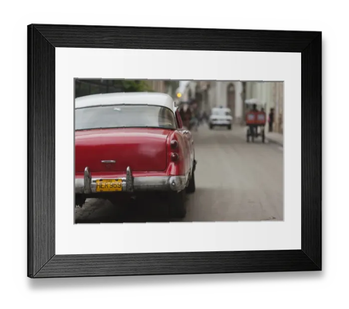 Framed Print : Cuba, Havana, Havana Vieja, morning view of Old Havana street with 1950s-era US car