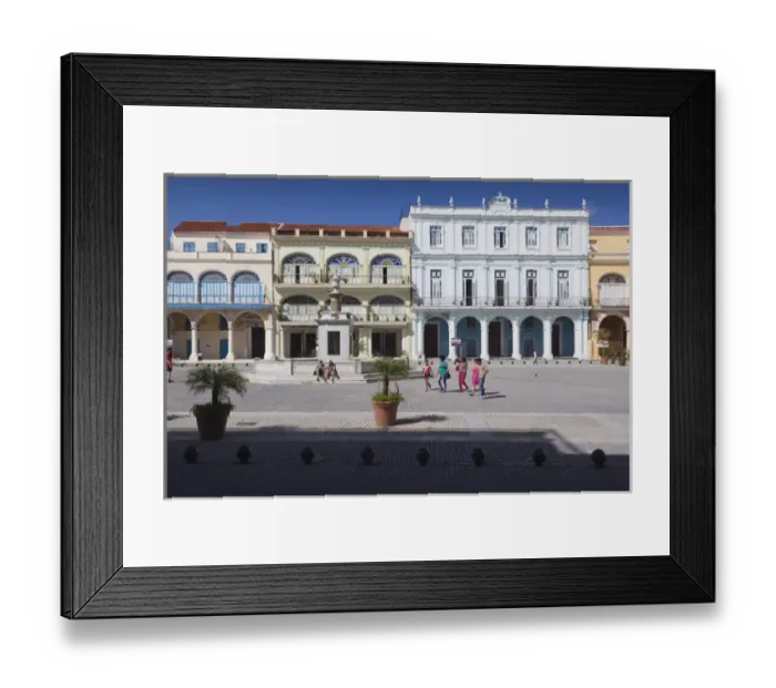 Framed Print : Cuba, Havana, Havana Vieja, Plaza Vieja, renovated buildings