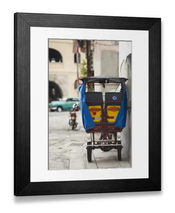 Framed Print : Cuba, Havana, Havana Vieja, pedeal taxi