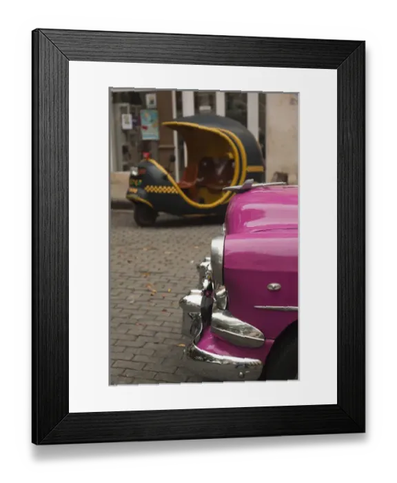 Framed Print : Cuba, Havana, Havana Vieja, morning view of Old Havana street with 1950s-era US car Framed Print : Cuba, Havana, Havana Vieja, morning view of Old Havana street with 1950s-era US car