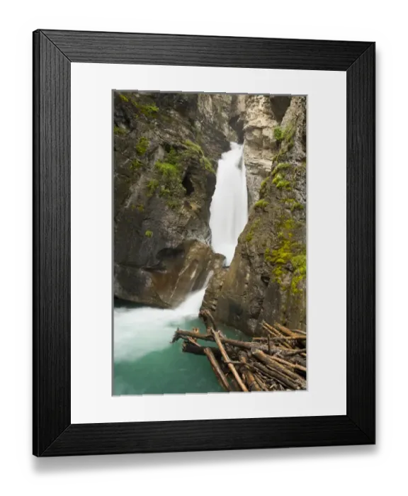 Framed Print : Johnston Falls and Creek, Johnston Canyon, Banff National Park, Alberta, Canada