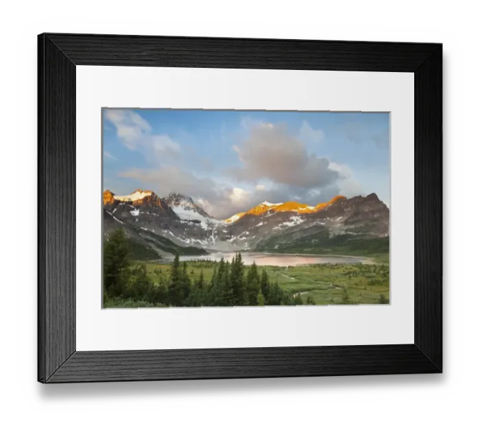 Framed Print : Canada, British Columbia, Mount Assiniboine Provincial Park. Sunrise on Magog Lake Meadows Framed Print : Canada, British Columbia, Mount Assiniboine Provincial Park. Sunrise on Magog Lake Meadows