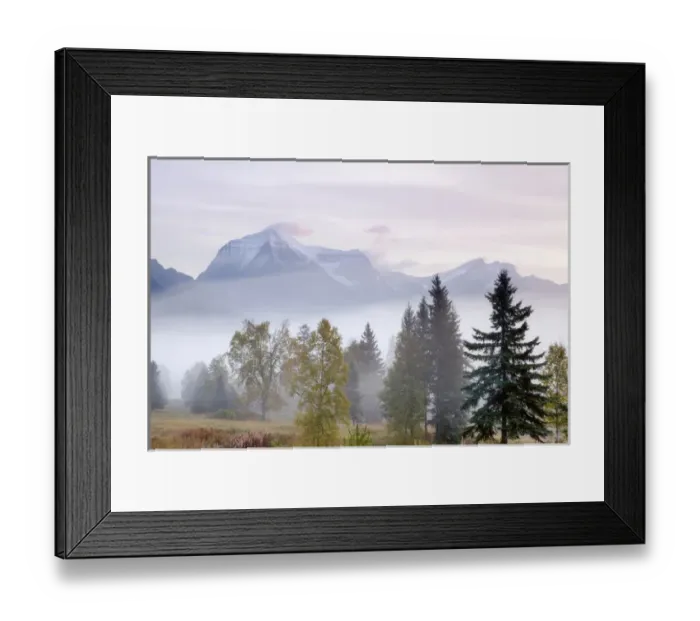Framed Print : Canada, British Columbia, Mount Robson Provincial Park. Foggy sunrise on mountain landscape Framed Print : Canada, British Columbia, Mount Robson Provincial Park. Foggy sunrise on mountain landscape