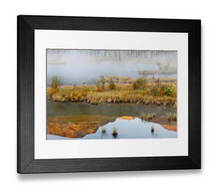 Framed Print : Canada, British Columbia, Mount Robson Provincial Park. Scenic of lake reflection and fog Framed Print : Canada, British Columbia, Mount Robson Provincial Park. Scenic of lake reflection and fog