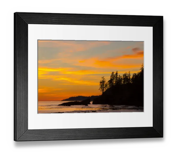 Framed Print : Canada, Pacific Rim National Park Reserve; West Coast Trail, Sunset, from Tsusiat
