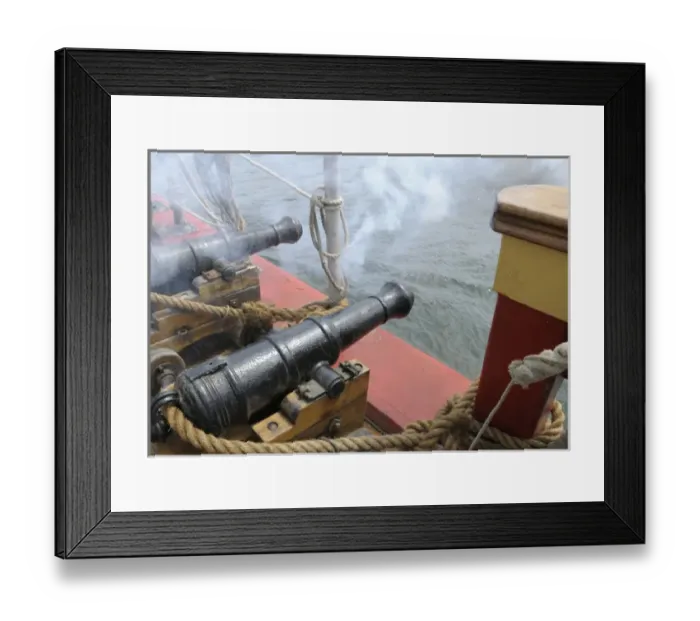 Framed Print : North America, Canada, British Columbia, Victoria. Deck cannon firing on the HMS Bounty Framed Print : North America, Canada, British Columbia, Victoria. Deck cannon firing on the HMS Bounty