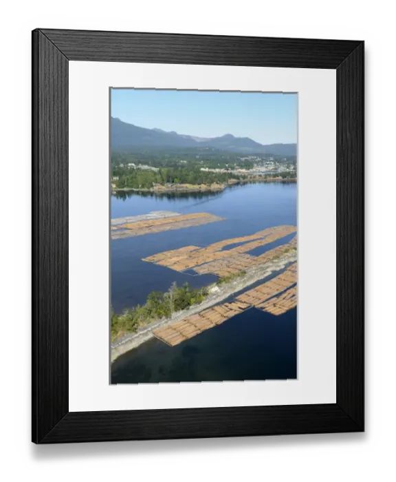 Framed Print : Canada, British Columbia, Log booms stored in the Shoal Islands, Chemainus River Estuary Framed Print : Canada, British Columbia, Log booms stored in the Shoal Islands, Chemainus River Estuary