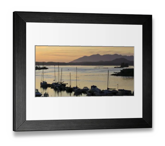 Framed Print : Vancouver Island. Sunset boats at Tofino Framed Print : Vancouver Island. Sunset boats at Tofino