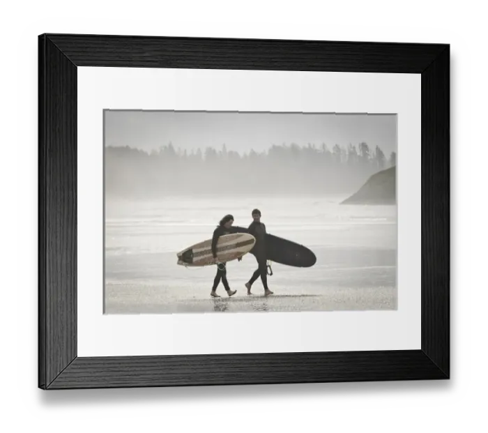 Framed Print : Vancouver Island, Pacific Rim National Park. Surfers on the beach Framed Print : Vancouver Island, Pacific Rim National Park. Surfers on the beach