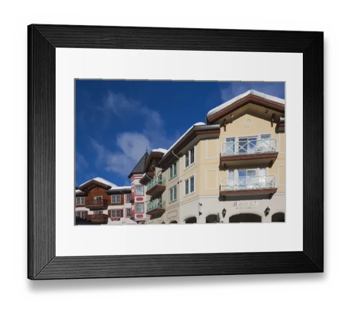 Framed Print : Canada, British Columbia, Sun Peaks, Sun Peaks Resort, ski lodges, winter