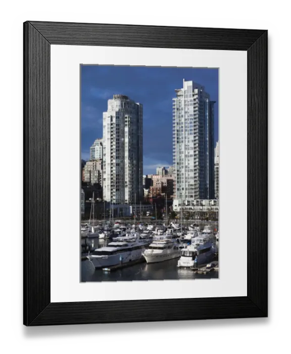 Framed Print : Canada, British Columbia, Vancouver, buildings along False Creek, morning Framed Print : Canada, British Columbia, Vancouver, buildings along False Creek, morning