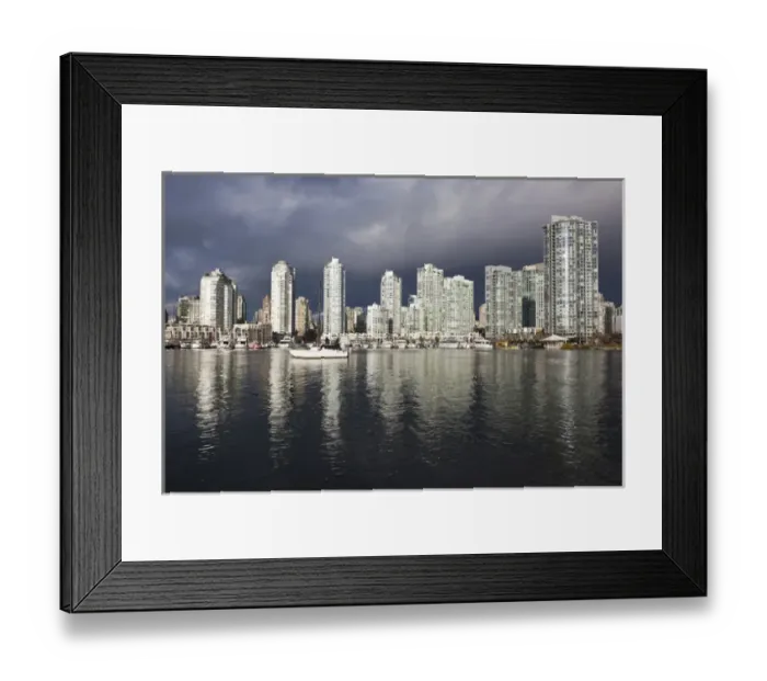 Framed Print : Canada, British Columbia, Vancouver, buildings along False Creek, morning