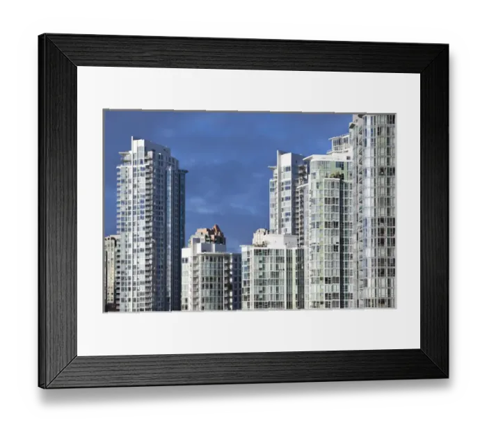 Framed Print : Canada, British Columbia, Vancouver, buildings along False Creek, morning Framed Print : Canada, British Columbia, Vancouver, buildings along False Creek, morning