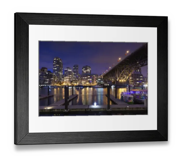 Framed Print : Canada, British Columbia, Vancouver, Granville Island, city view with Granville Bridge Framed Print : Canada, British Columbia, Vancouver, Granville Island, city view with Granville Bridge