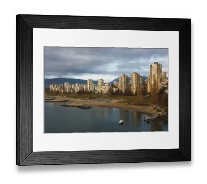 Framed Print : Canada, British Columbia, Vancouver, buildings along Sunset Beach, elevated view Framed Print : Canada, British Columbia, Vancouver, buildings along Sunset Beach, elevated view