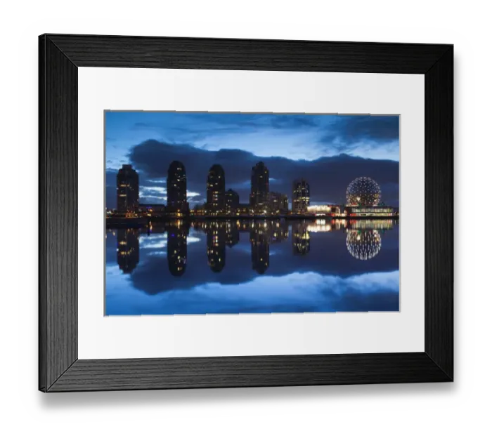 Framed Print : Canada, British Columbia, Vancouver, Granville Island, dawn view of False Creek
