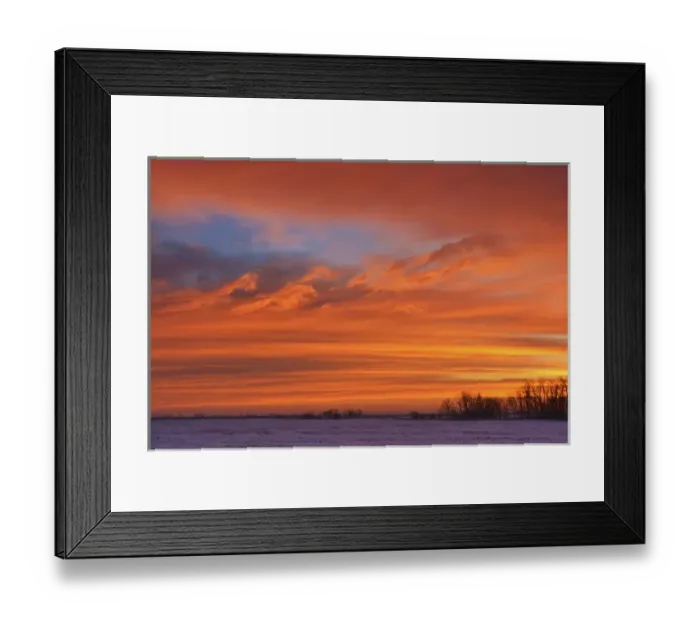 Framed Print : Canada, Manitoba, Deacons Corner. Sunrise over the prairie in winter. Credit as