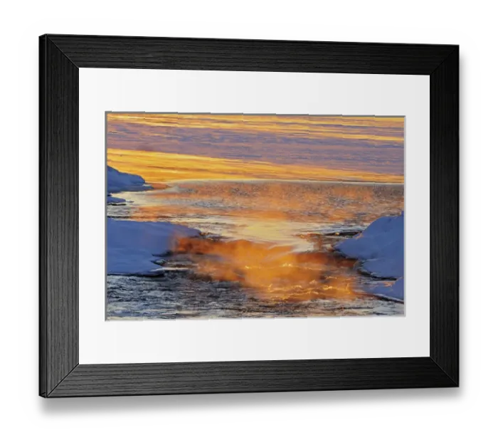 Framed Print : Canada, Manitoba. Mist rising off water of Setting Lake Framed Print : Canada, Manitoba. Mist rising off water of Setting Lake