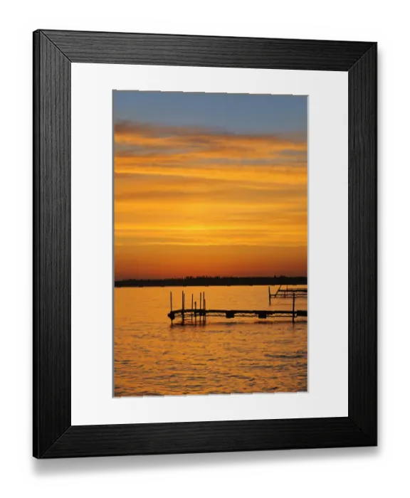 Framed Print : Canada, Manitoba, Clearwater Lake Provincial Park. Docks on Clearwater Lake at sunrise