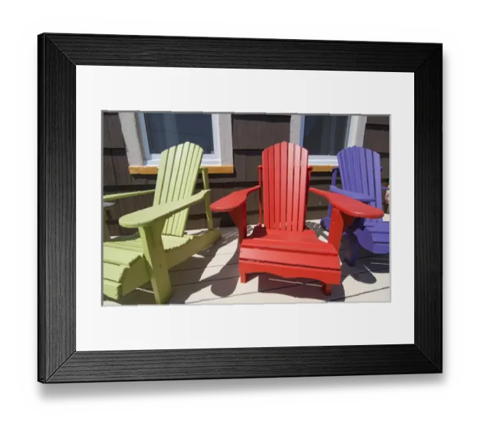 Framed Print : Canada St Martins New Brunswick colorful home with colorful Adirondack chairs on porch Framed Print : Canada St Martins New Brunswick colorful home with colorful Adirondack chairs on porch