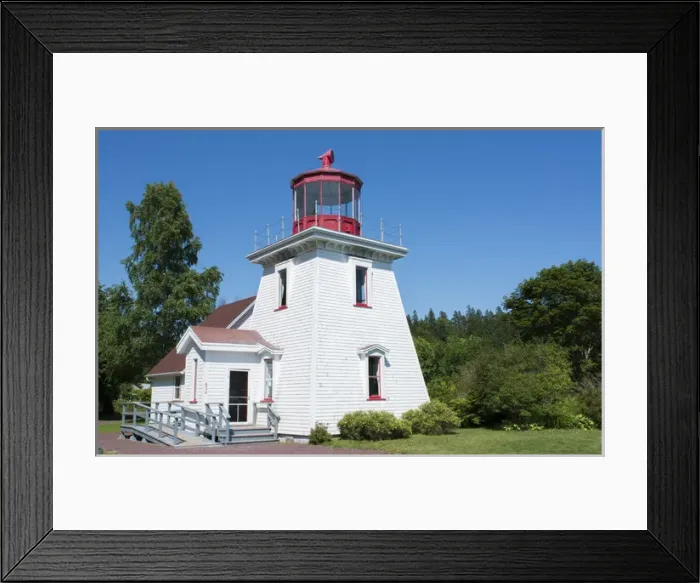 Framed Print : Canada St Martins New Brunswick white tourist lighthouse in small fishing and lobster