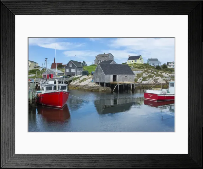 Framed Print : Canada Peggys Cove Nova Scotia peaceful and quiet famous harbour with boats