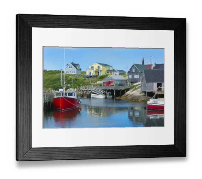 Framed Print : Canada Peggys Cove Nova Scotia peaceful and quiet famous harbour with boats