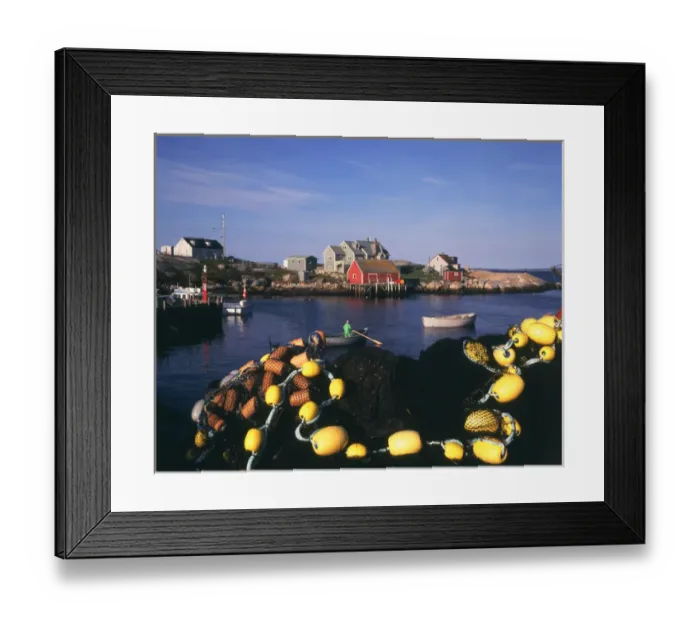Framed Print : North America, Canada, Nova Scotia, Peggys Cove, fishing nets and houses Framed Print : North America, Canada, Nova Scotia, Peggys Cove, fishing nets and houses