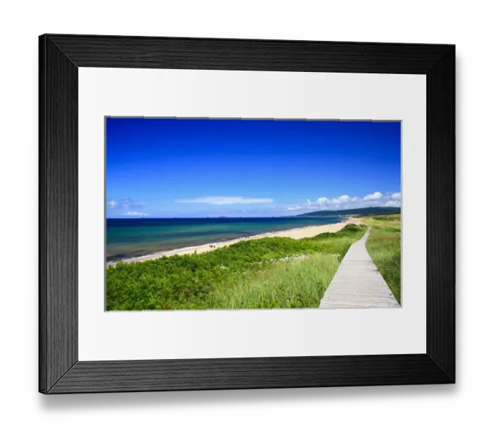Framed Print : North America, Canada, Nova Scotia, Cape Breton, Inverness Beach Boardwalk