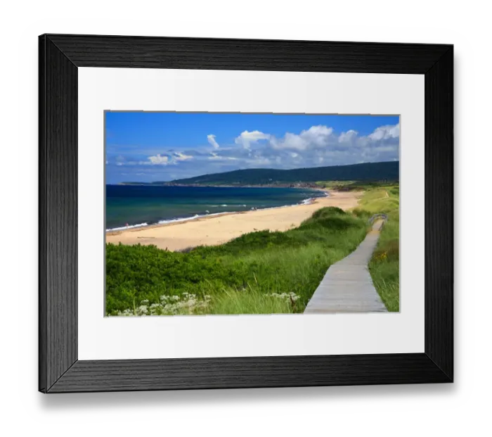Framed Print : North America, Canada, Nova Scotia, Cape Breton, Inverness Beach Boardwalk
