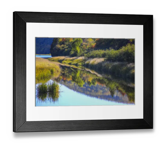 Framed Print : North America, Canada, Nova Scotia, Cape Breton, Cabot Trail, Margaree river reflections