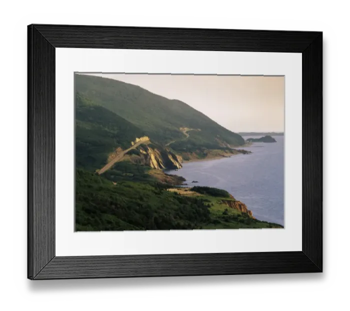 Framed Print : Canada, Nova Scotia, Cape Breton National Park, Cape Rouge, View of Cabot Trail along Framed Print : Canada, Nova Scotia, Cape Breton National Park, Cape Rouge, View of Cabot Trail along