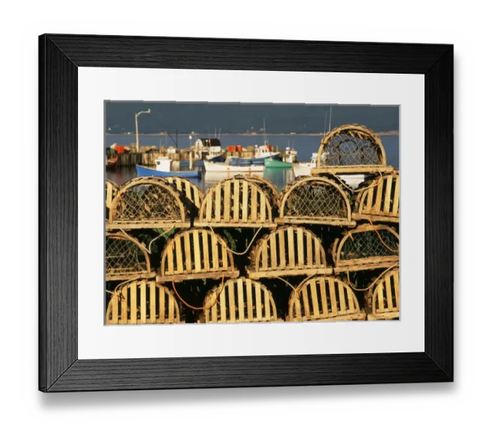 Framed Print : Canada, Nova Scotia, Cape Breton, Stack of lobster traps at Neils Harbour Framed Print : Canada, Nova Scotia, Cape Breton, Stack of lobster traps at Neils Harbour