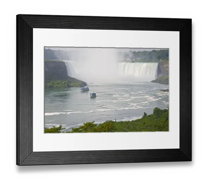 Framed Print : Canada, Ontario, Niagara Falls. Maid of the Mist and another sightseeing boat with Framed Print : Canada, Ontario, Niagara Falls. Maid of the Mist and another sightseeing boat with
