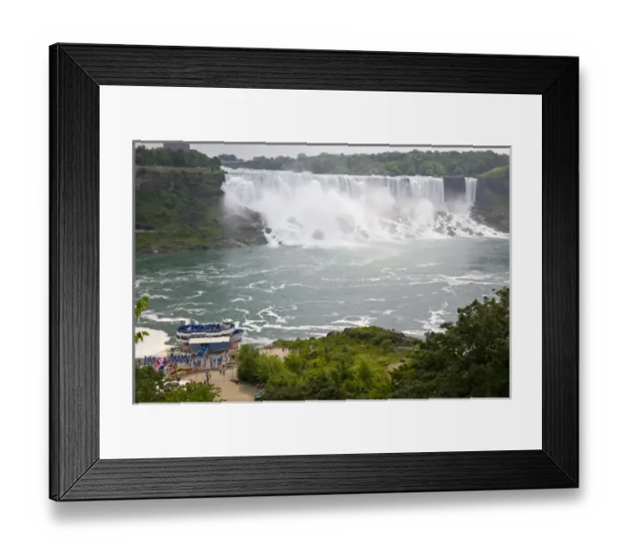Framed Print : Canada, Ontario, Niagara Falls. Overview of Maid of the Mist sightseeing boat loading Framed Print : Canada, Ontario, Niagara Falls. Overview of Maid of the Mist sightseeing boat loading