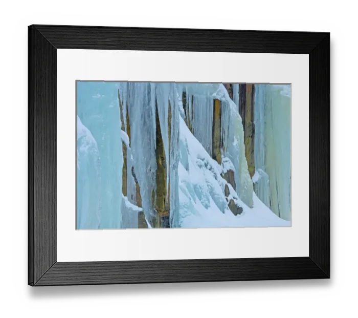Framed Print : Canada, Ontario, Baysville. Ice from frozen waterfall on side of rock face. Credit as Framed Print : Canada, Ontario, Baysville. Ice from frozen waterfall on side of rock face. Credit as
